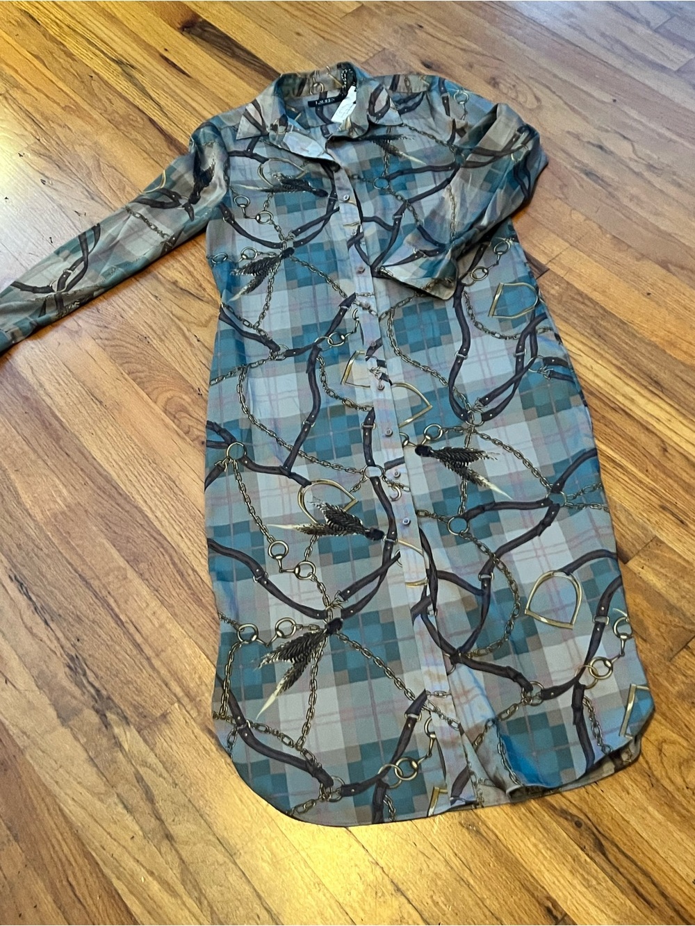 Lauren Ralph Lauren Plaid Chain-Print Shirt Dress